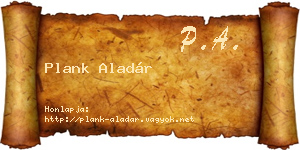 Plank Aladár névjegykártya